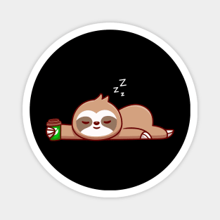 Cute Sloth With Coffee Cup Cartoon Magnet